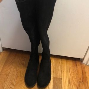 BLACK SUEDE OVER THE KNEE BOOTS - NEVER WORN BEFORE - SIZE 6